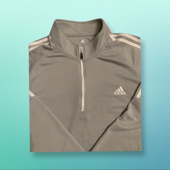 NWT Adidas Golf Men’s Grey 3 Stripe 1/4 zip Pullover - Picture 8 of 8